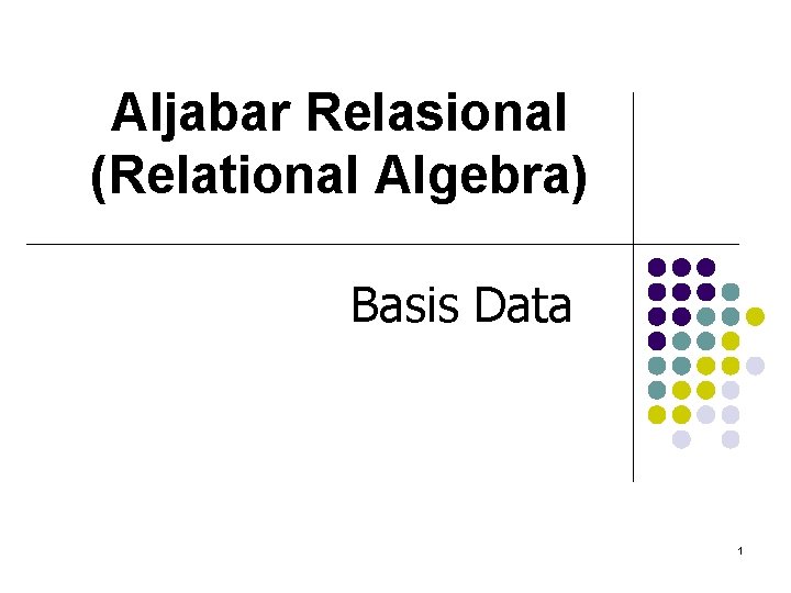 Aljabar Relasional (Relational Algebra) Basis Data 1 