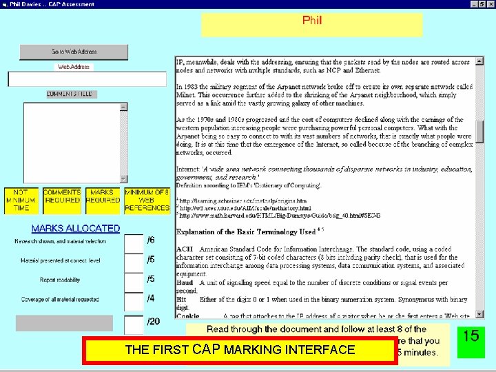 THE FIRST CAP MARKING INTERFACE 