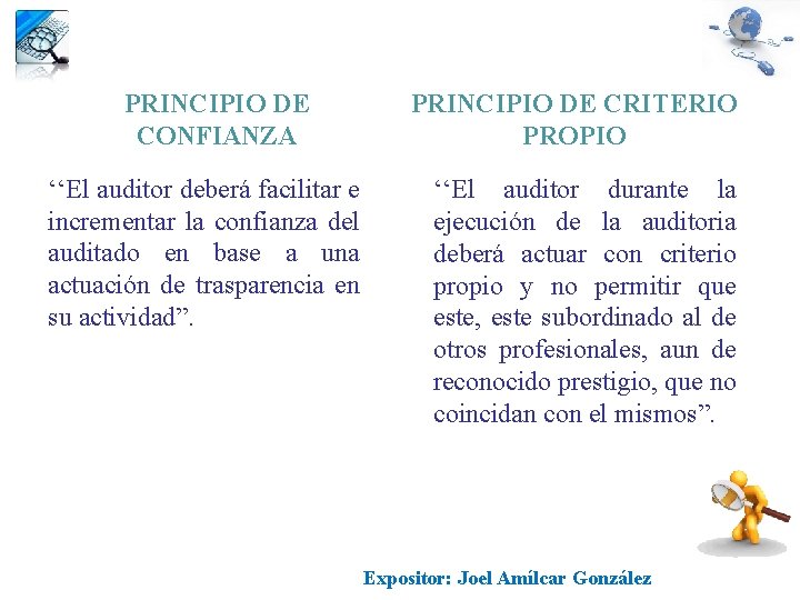 PRINCIPIO DE CONFIANZA ‘‘El auditor deberá facilitar e incrementar la confianza del auditado en