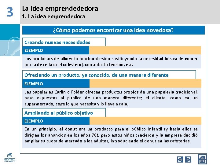 3 La idea emprendededora 1. La idea emprendedora ¿Cómo podemos encontrar una idea novedosa?