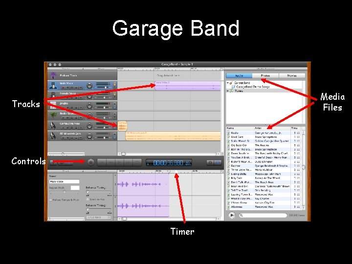 Garage Band Media Files Tracks Controls Timer 