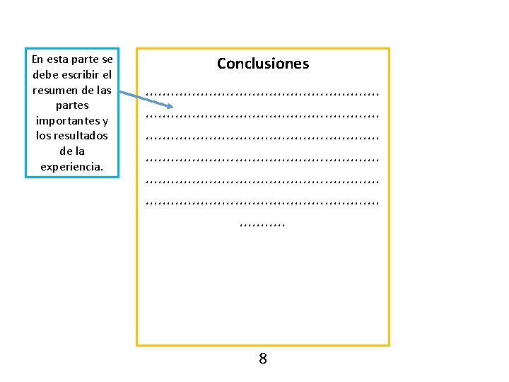 En esta parte se debe escribir el resumen de las partes importantes y los