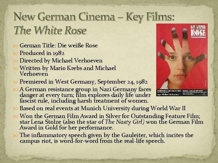 New German Cinema – Key Films: The White Rose German Title: Die weiße Rose