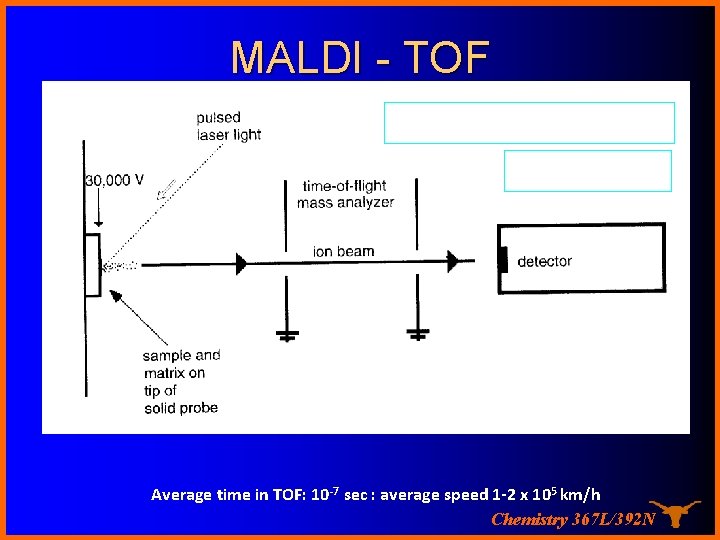 MALDI - TOF MALDI Time-of-flight MALDI TOF Drift region (D) Average time in TOF: