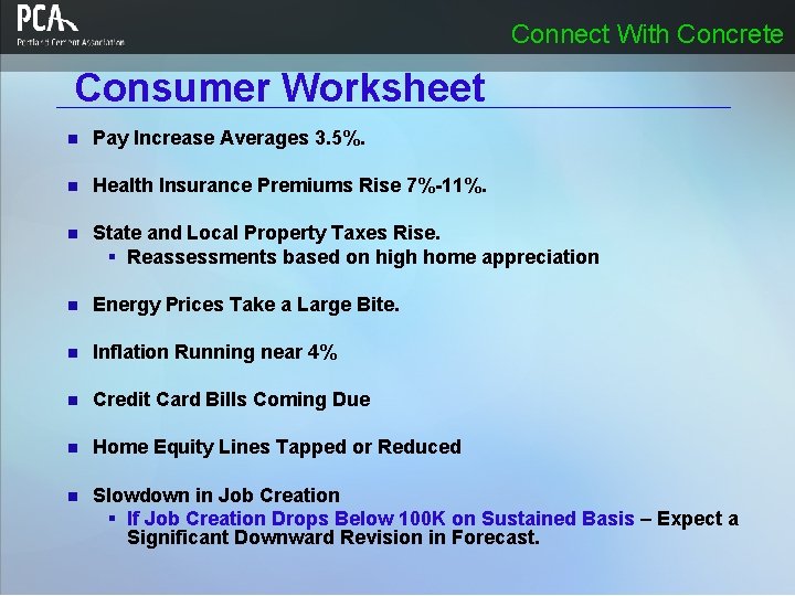 Connect With Concrete Consumer Worksheet n Pay Increase Averages 3. 5%. n Health Insurance Connect With Concrete Consumer Worksheet n Pay Increase Averages 3. 5%. n Health Insurance