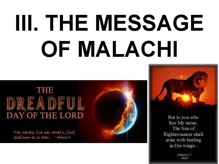 III. THE MESSAGE OF MALACHI 