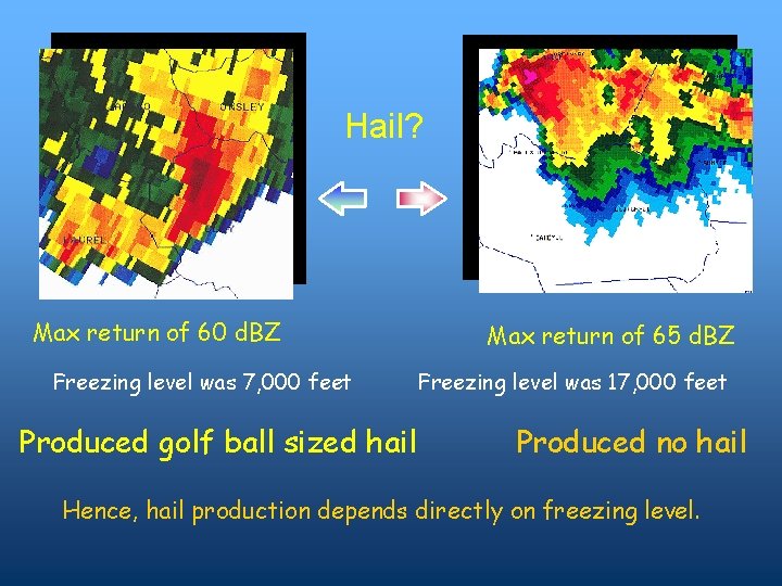 Hail? Max return of 60 d. BZ Freezing level was 7, 000 feet Produced