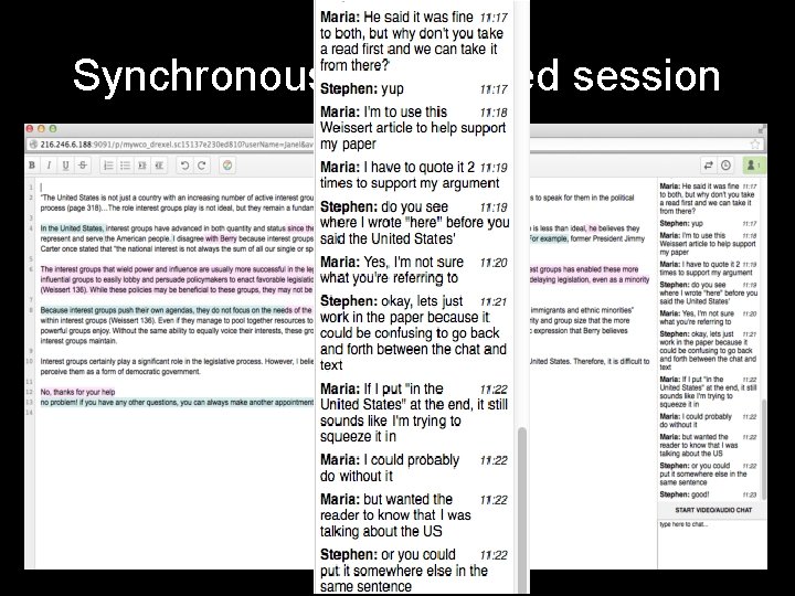 Synchronous chat-based session 