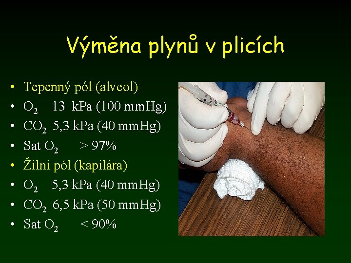 Výměna plynů v plicích • • Tepenný pól (alveol) O 2 13 k. Pa