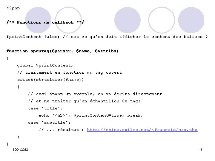 <? php /** Fonctions de callback **/ $print. Content=false; // est ce qu'on doit