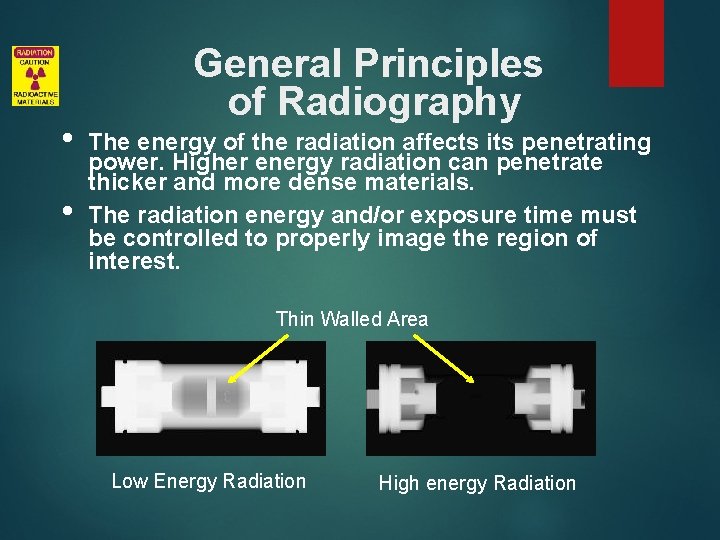  • • General Principles of Radiography The energy of the radiation affects its