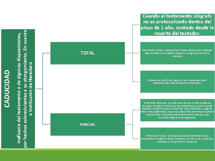 ineficacia del testamento o de algunas disposiciones, por hechos sobrevivientes a su otorgamiento. En