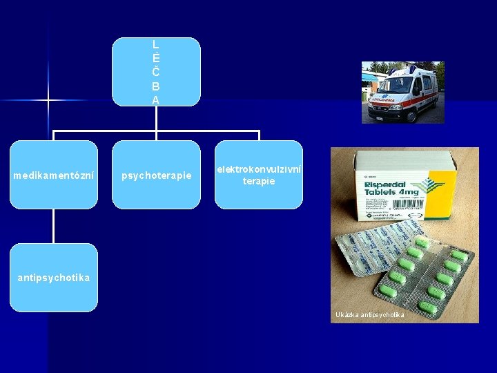 L É Č B A medikamentózní psychoterapie elektrokonvulzivní terapie antipsychotika Ukázka antipsychotika 