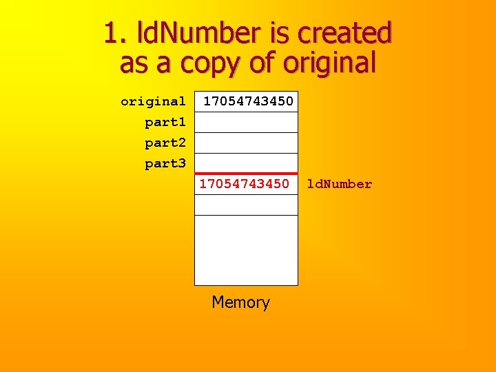 1. ld. Number is created as a copy of original part 1 part 2
