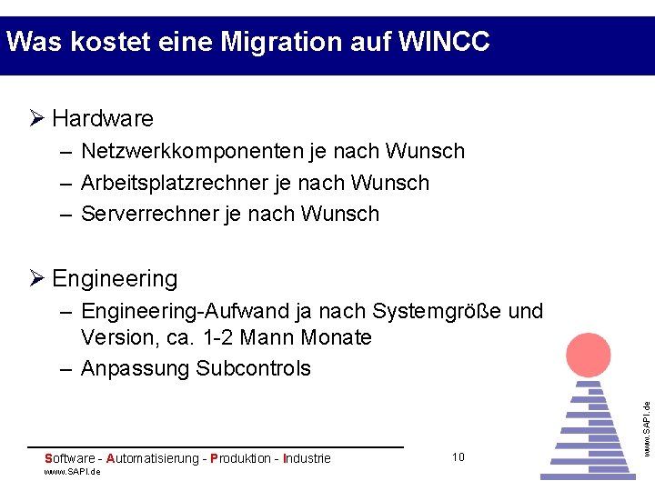 Was kostet eine Migration auf WINCC Ø Hardware – Netzwerkkomponenten je nach Wunsch –