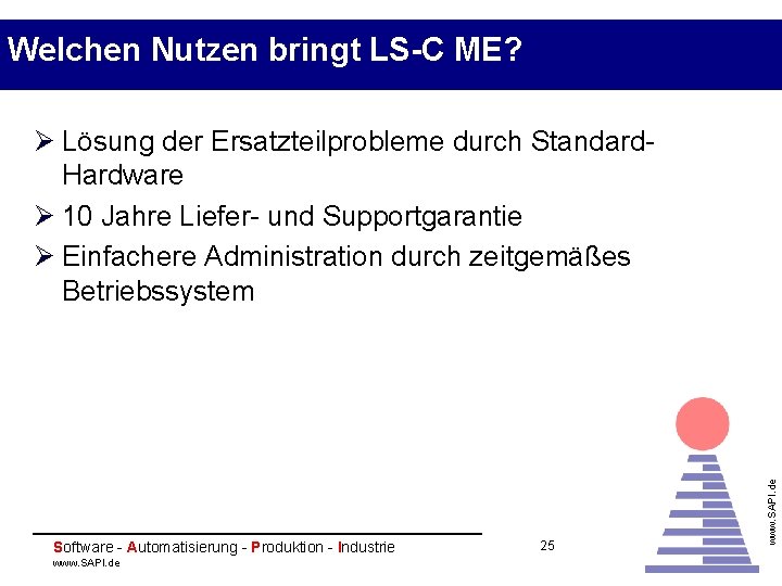 Welchen Nutzen bringt LS-C ME? Software - Automatisierung - Produktion - Industrie www. SAPI.