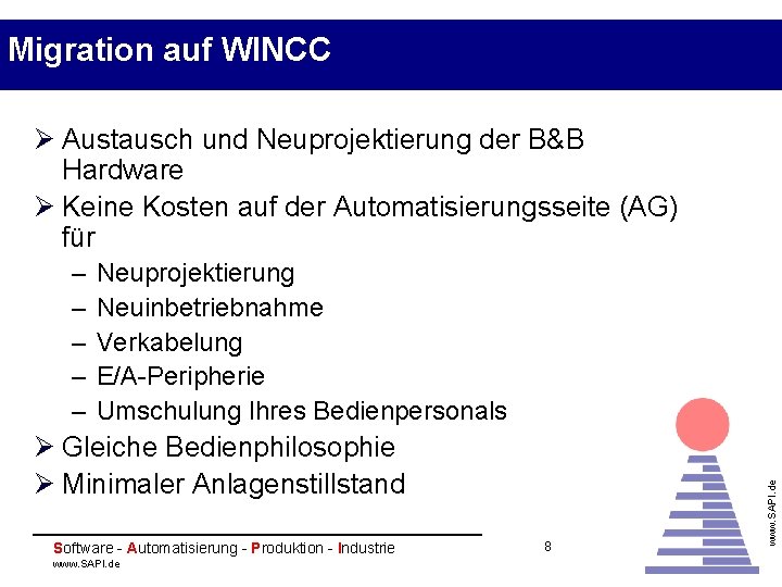 Migration auf WINCC Ø Austausch und Neuprojektierung der B&B Hardware Ø Keine Kosten auf