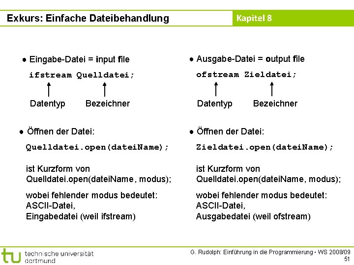 Kapitel 8 Exkurs: Einfache Dateibehandlung ● Eingabe-Datei = input file ● Ausgabe-Datei = output