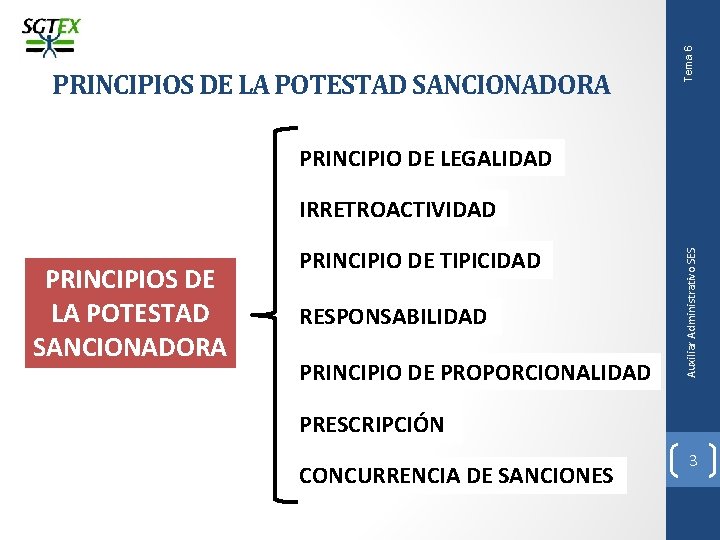 Tema 6 PRINCIPIOS DE LA POTESTAD SANCIONADORA PRINCIPIO DE LEGALIDAD PRINCIPIOS DE LA POTESTAD