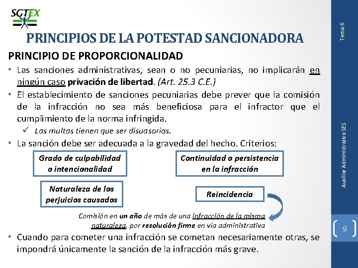 Tema 6 PRINCIPIOS DE LA POTESTAD SANCIONADORA • Las sanciones administrativas, sean o no