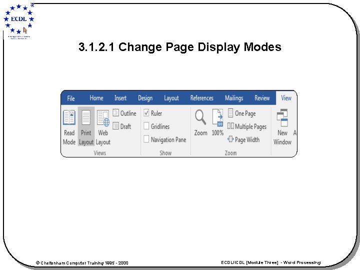 3. 1. 2. 1 Change Page Display Modes © Cheltenham Computer Training 1995 -