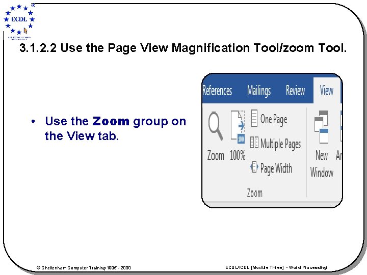 3. 1. 2. 2 Use the Page View Magnification Tool/zoom Tool. • Use the