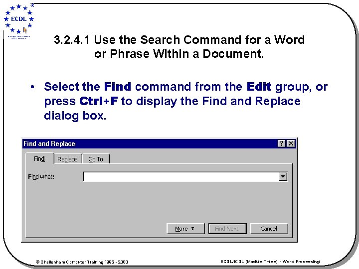 3. 2. 4. 1 Use the Search Command for a Word or Phrase Within