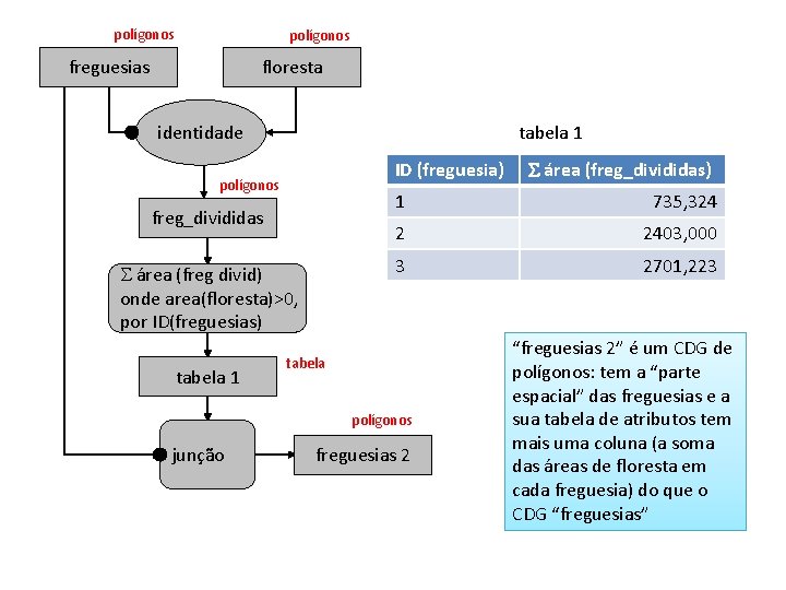polígonos freguesias floresta tabela 1 identidade ID (freguesia) polígonos freg_divididas S área (freg divid)