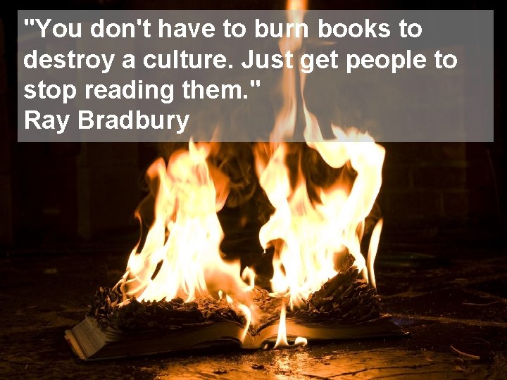 "You don't have to burn books to destroy a culture. Just get people to