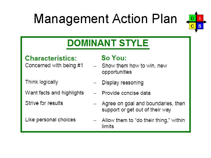 Management Action Plan Management Action Plan