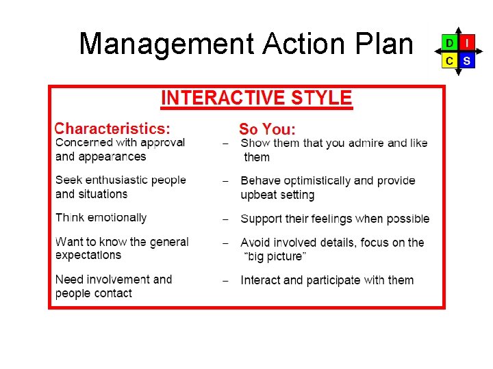 Management Action Plan Management Action Plan