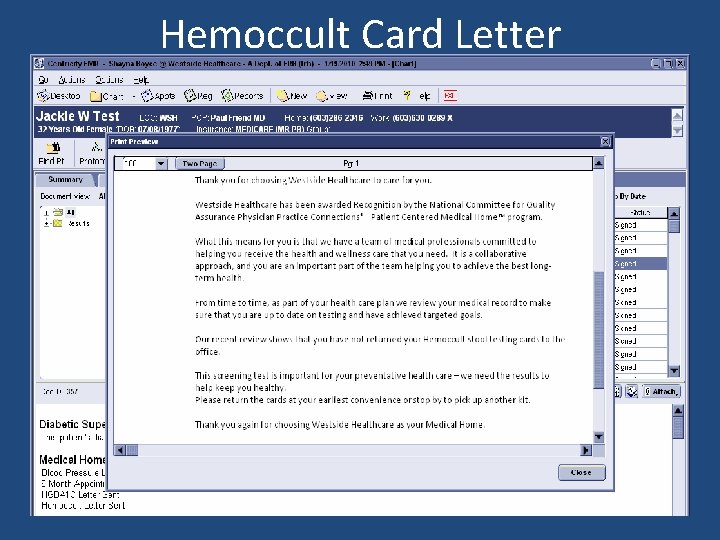 Hemoccult Card Letter 