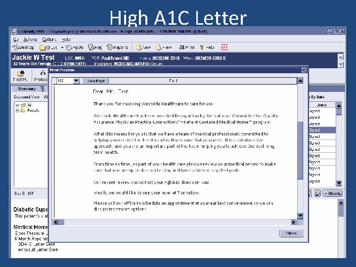 High A 1 C Letter 