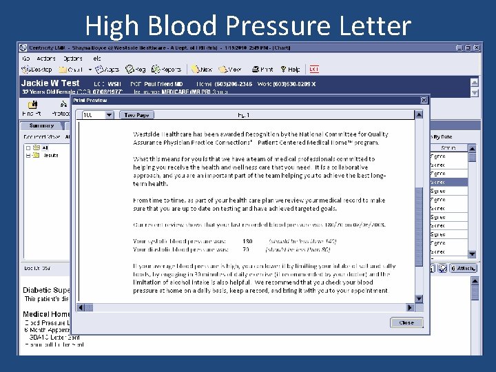 High Blood Pressure Letter 