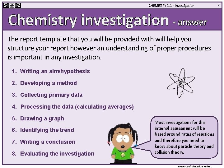 CHEMISTRY 1. 1 - Investigation Chemistry investigation - answer The report template that you