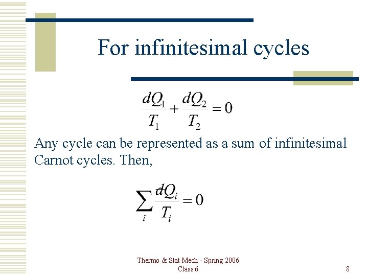 For infinitesimal cycles Any cycle can be represented as a sum of infinitesimal Carnot