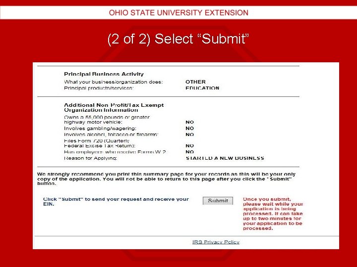 (2 of 2) Select “Submit” 
