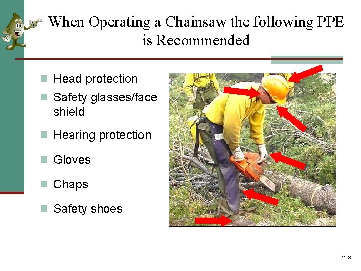 When Operating a Chainsaw the following PPE is Recommended n Head protection n Safety