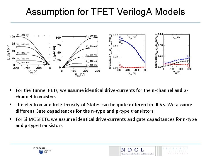 Assumption for TFET Verilog. A Models § For the Tunnel FETs, we assume identical