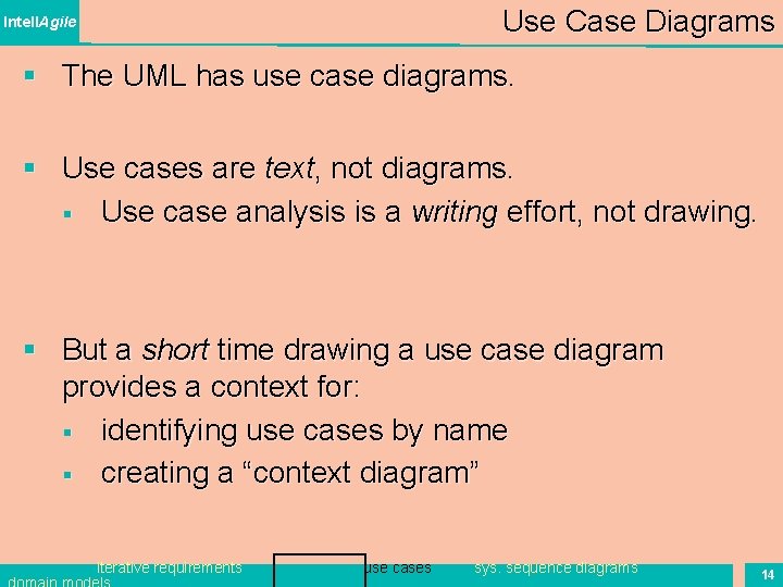 Use Case Diagrams Intell. Agile § The UML has use case diagrams. § Use