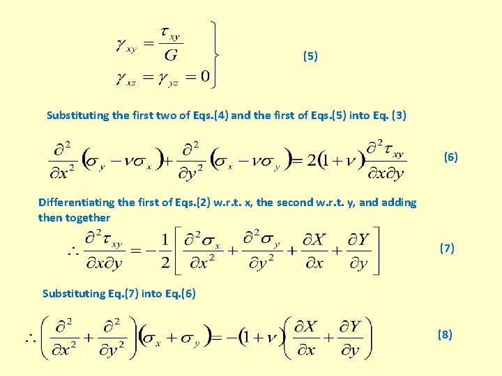 (5) Substituting the first two of Eqs. (4) and the first of Eqs. (5)