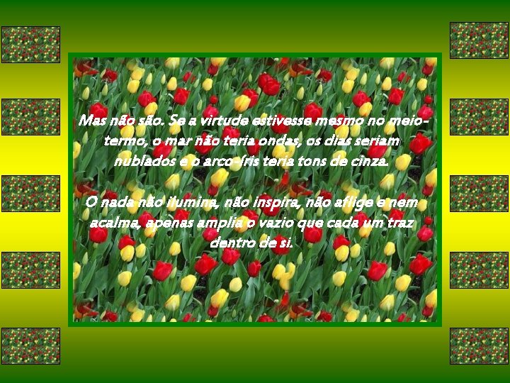 Mas não são. Se a virtude estivesse mesmo no meiotermo, o mar não teria