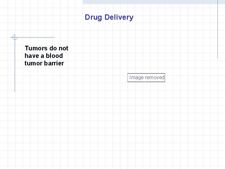 Drug Delivery Tumors do not have a blood tumor barrier Image removed. 