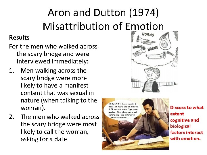 Aron and Dutton (1974) Misattribution of Emotion Results For the men who walked across
