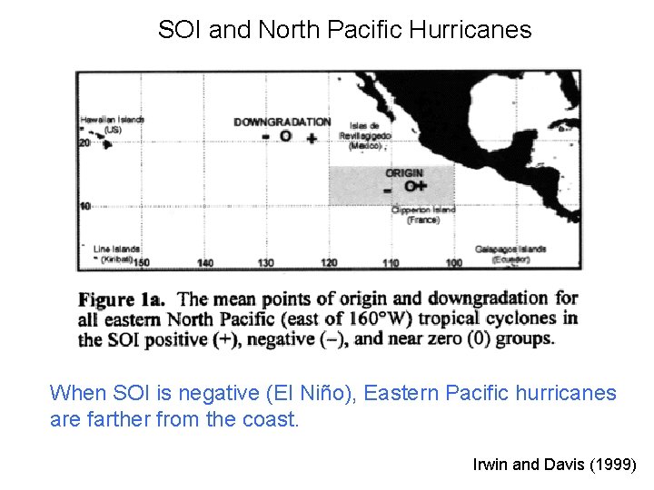 SOI and North Pacific Hurricanes When SOI is negative (El Niño), Eastern Pacific hurricanes