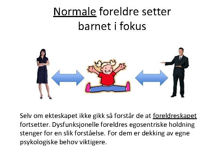 Normale foreldre setter barnet i fokus Selv om ekteskapet ikke gikk så forstår de