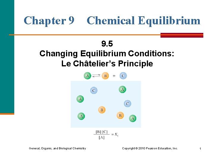 Chapter 9 Chemical Equilibrium 9. 5 Changing Equilibrium Conditions: Le Châtelier’s Principle General, Organic,