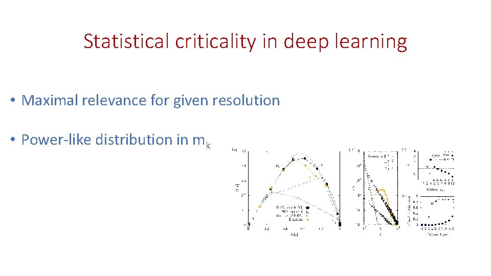 Statistical criticality in deep learning • Maximal relevance for given resolution • Power-like distribution