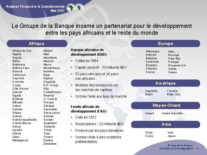 Le Groupe de la Banque incarne un partenariat pour le développement entre les pays