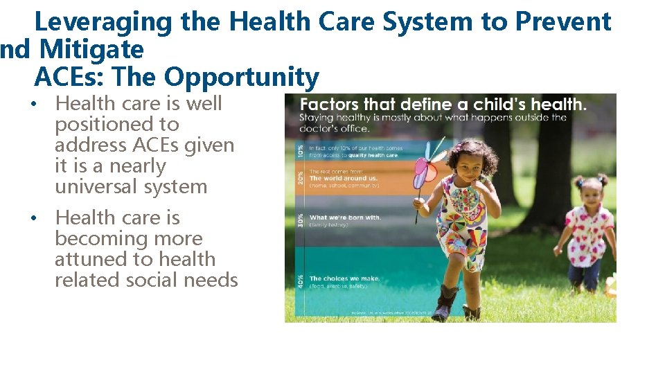 Leveraging the Health Care System to Prevent nd Mitigate ACEs: The Opportunity • Health